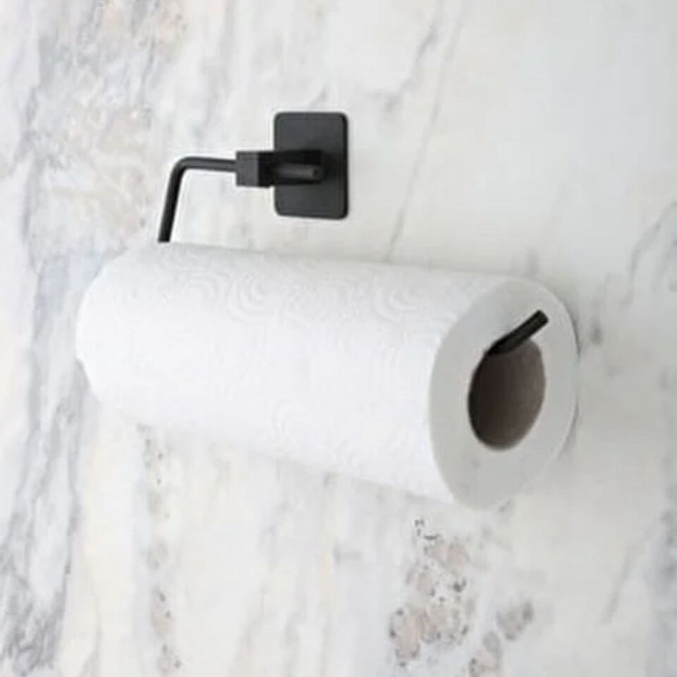 AD Kendiliğinden Yapışkanlı Siyah Paslanmaz Metal Rulo Havluluk Aparat