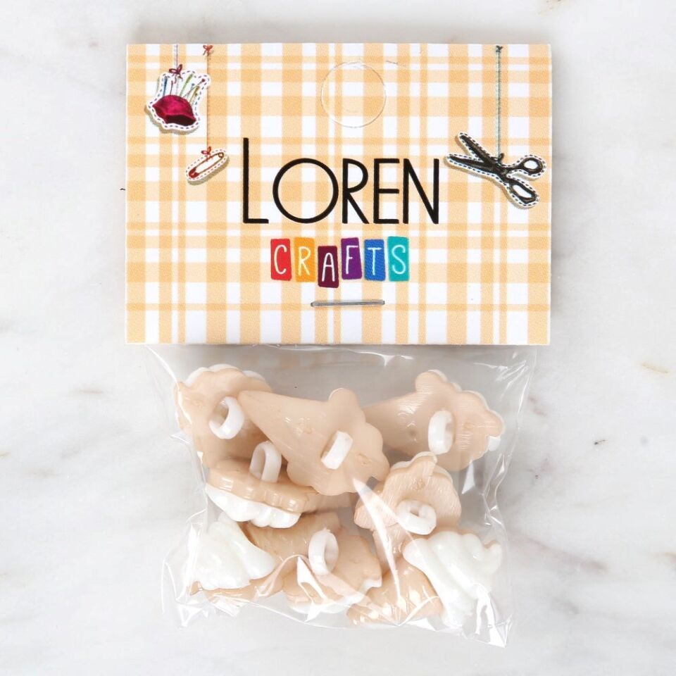 Loren Crafts Beyaz 8'li Düğme - 3070