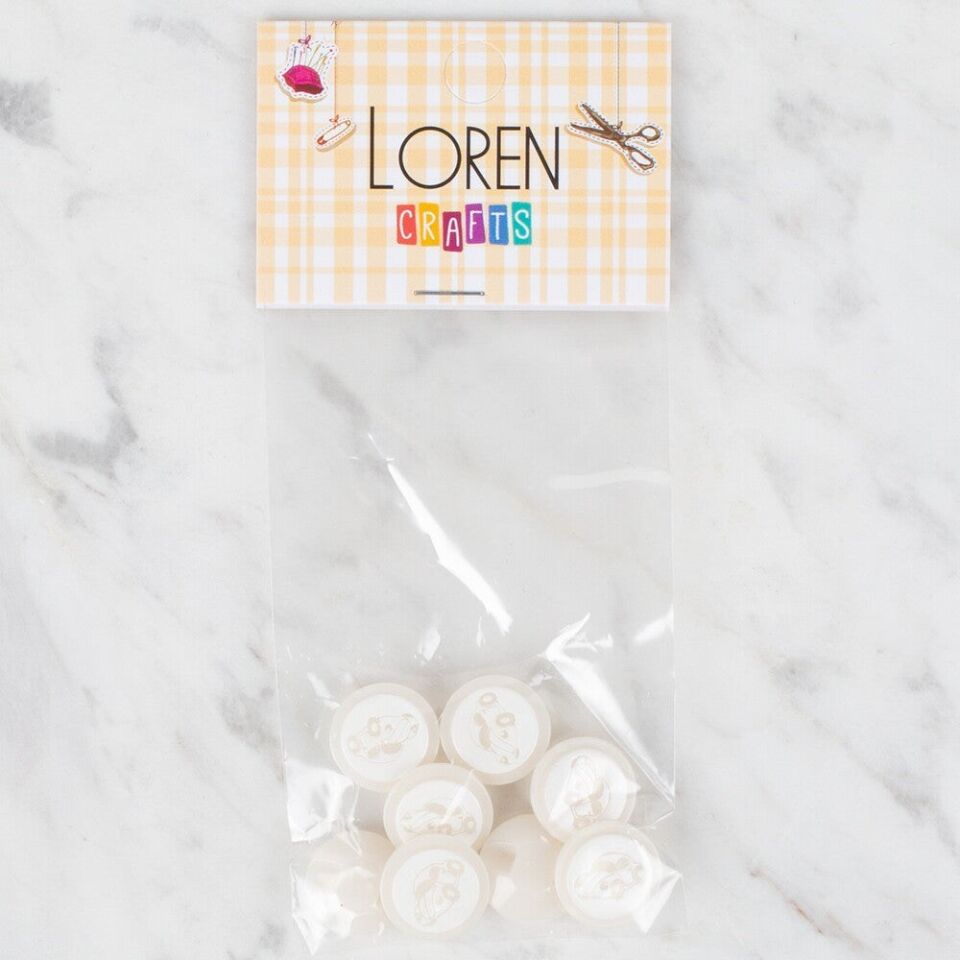 Loren Crafts 8 li Beyaz Düğme - 391