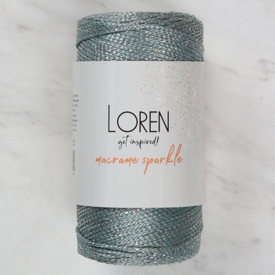 Loren Macrame Sparkle Simli Yeşili El Örgü İpi - R