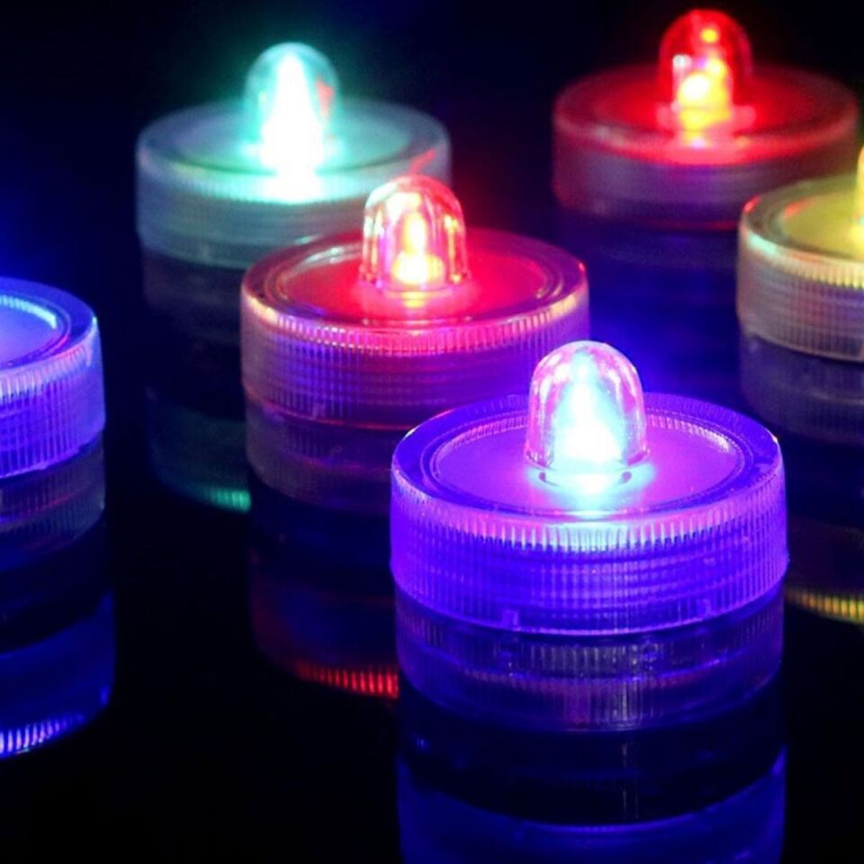 AD Su Geçirmez Led Mum Dekoratif Mini Su Altı Aydınlatması 12li Set