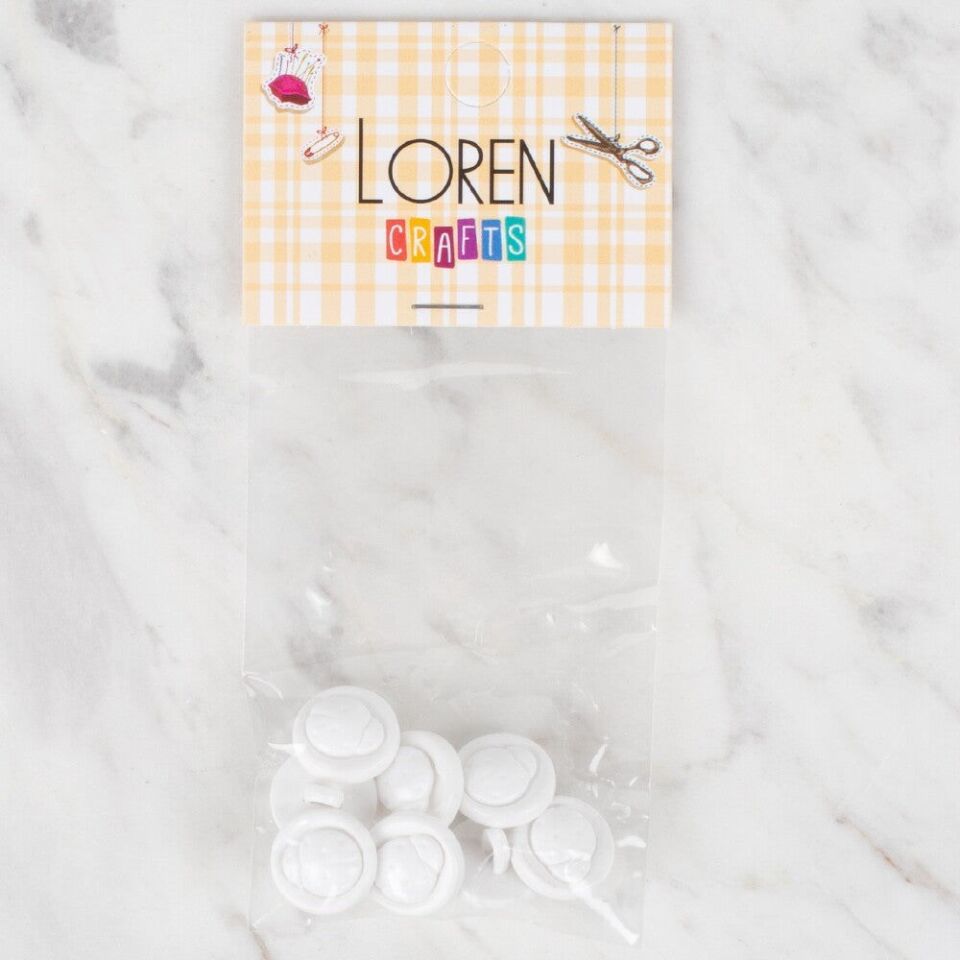 Loren Crafts 8 li Beyaz Uğur Böceği Düğme - 639