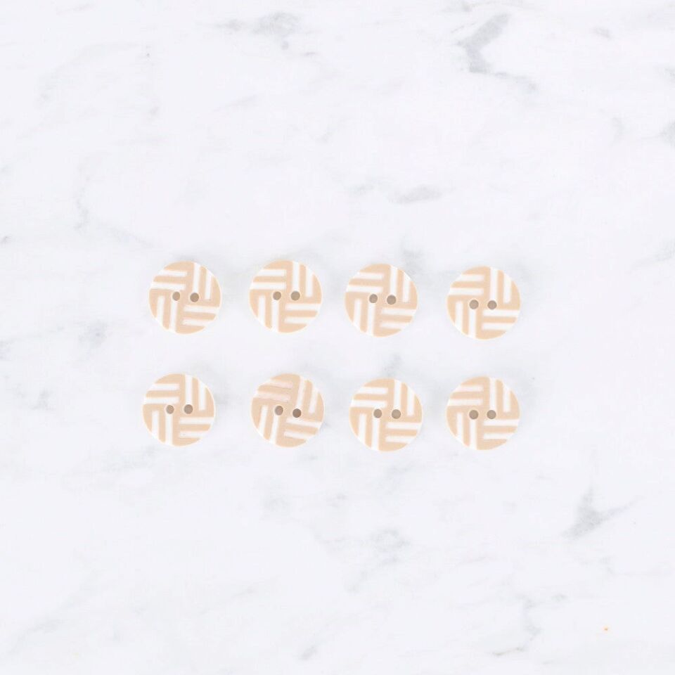 Loren Crafts 8 li Çizgili Bej Rengi Düğme - 0297