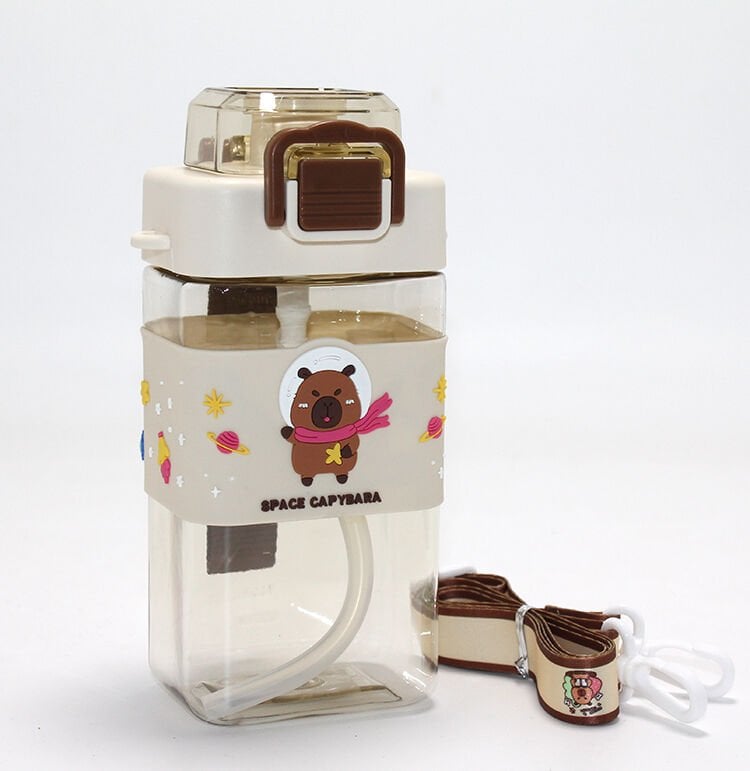 Kapibara Desenli Pipetli Çocuk Matarası