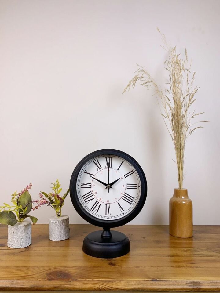 Siyah Metal Modern Masa Saati 25×20 cm