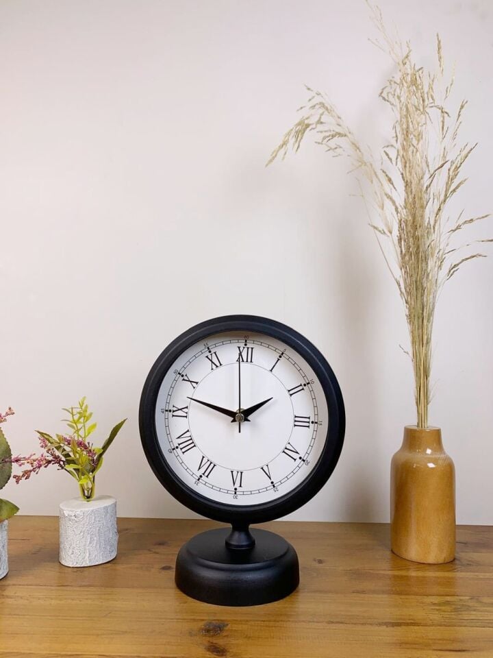 Siyah Metal Retro Masa Saati 25×20 cm
