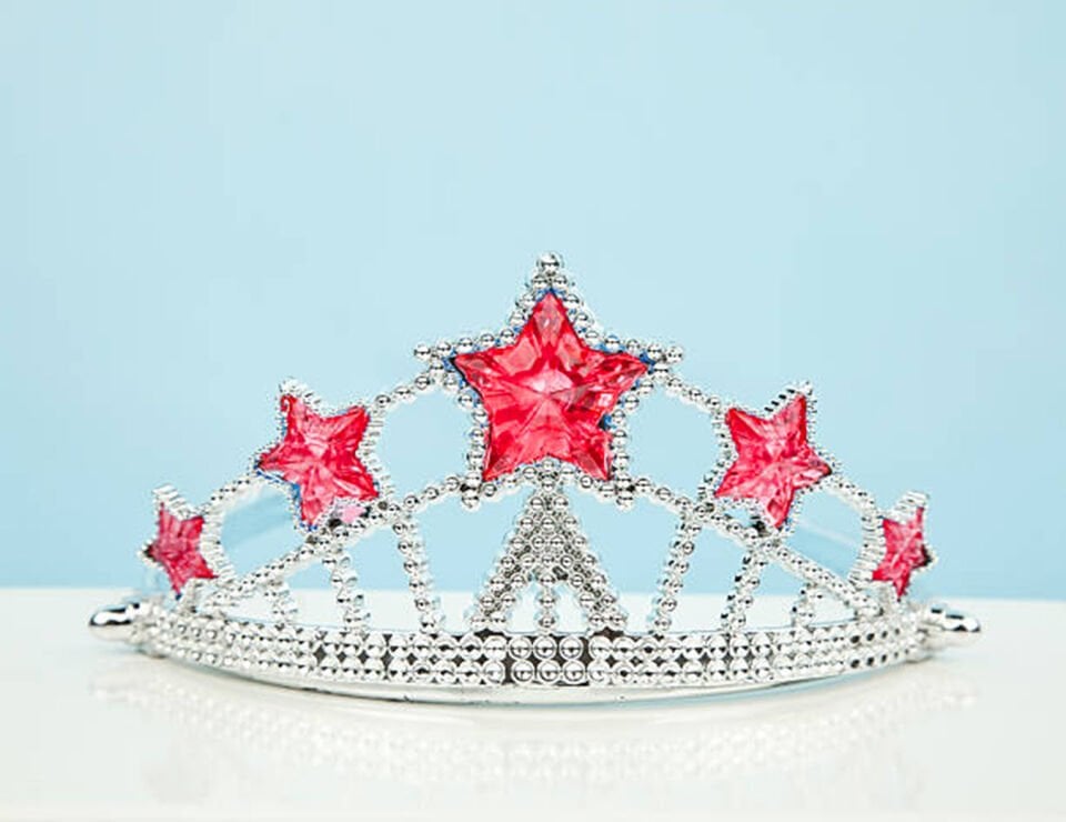 Kırmızı Yıldız Taşlı Plastik Elsa Tacı Çocuk Boy