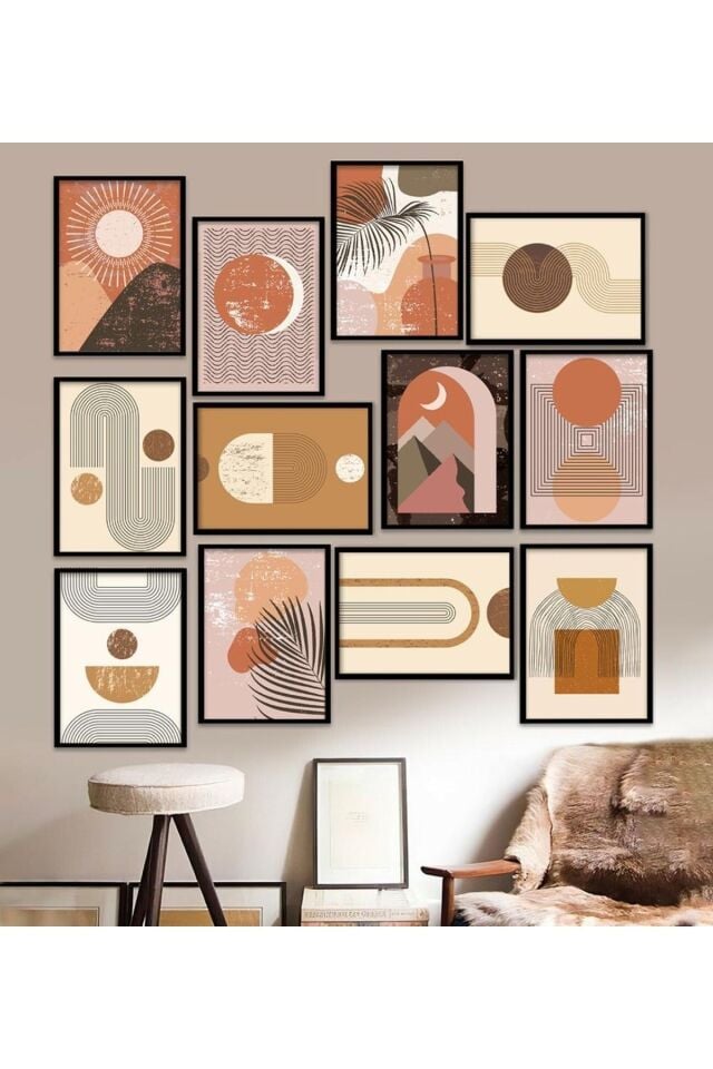 12 Parça Çerçeve Görünümlü Mdf Tablo Seti