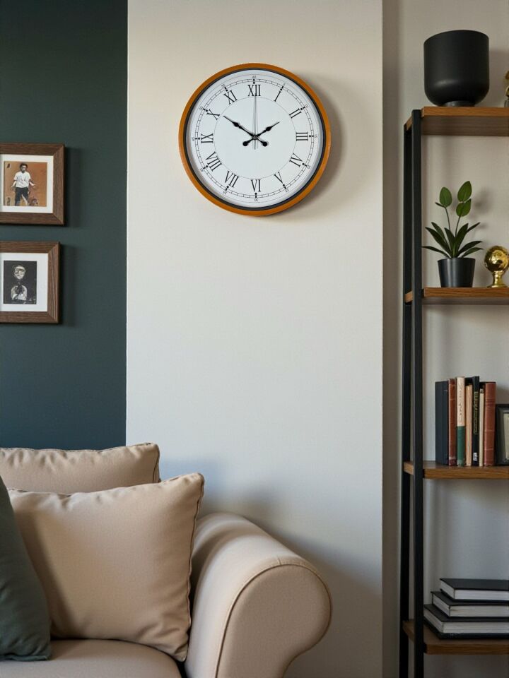 36 Cm Turuncu Roma Rakamlı Duvar Saati