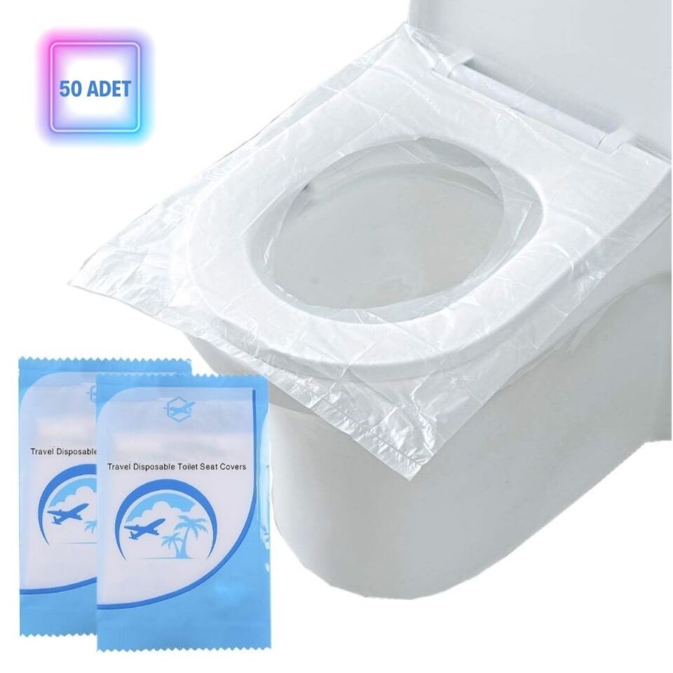 AD 50 Adet Kullan At Pratik Kullanımlı Hijyenik Klozet Kapağı Poşeti