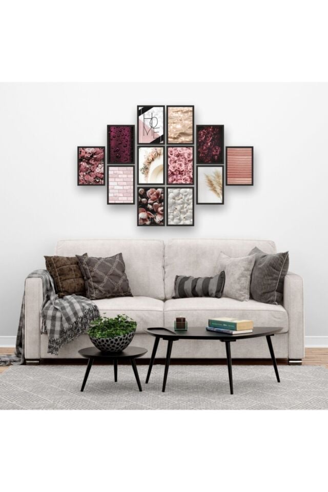 12 Parça Çerçeve Görünümlü Mdf Tablo Seti