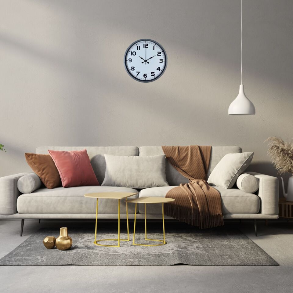 Klasik Tasarım Gri 36 Cm Duvar Saati