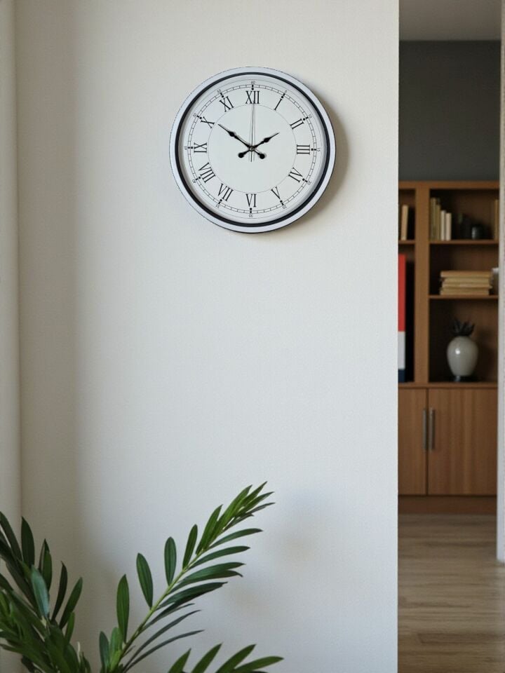 36 Cm Beyaz Roman Rakamlı Duvar Saati