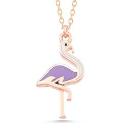 925 Ayar Gümüş Rose Flamingo Kadın Kolye T7788 (491491)