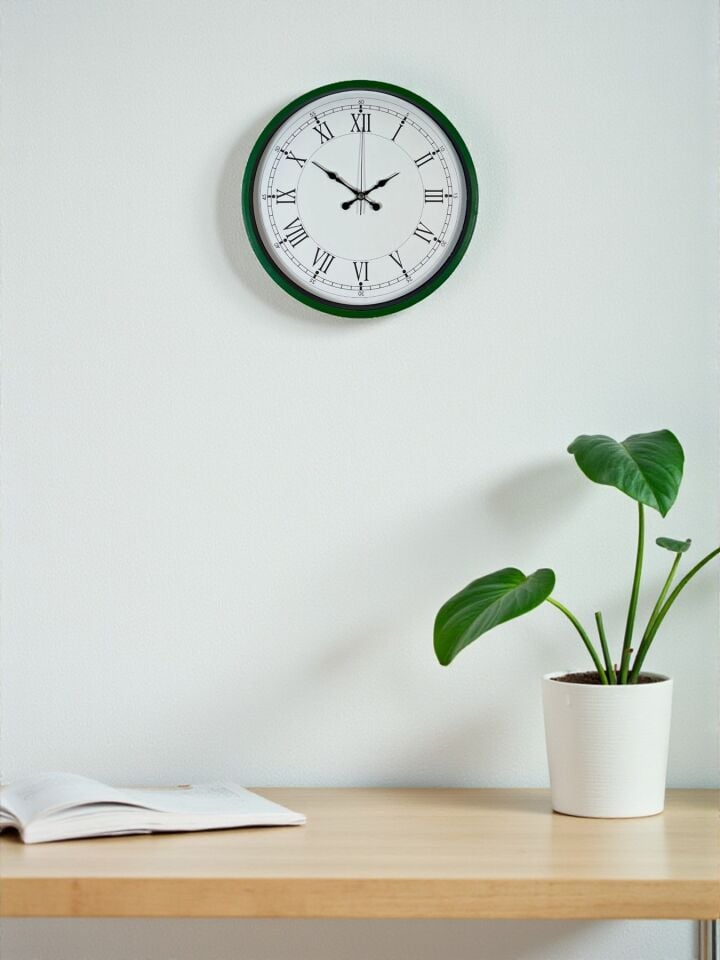 36 Cm Yeşil Roma Rakamlı Duvar Saati