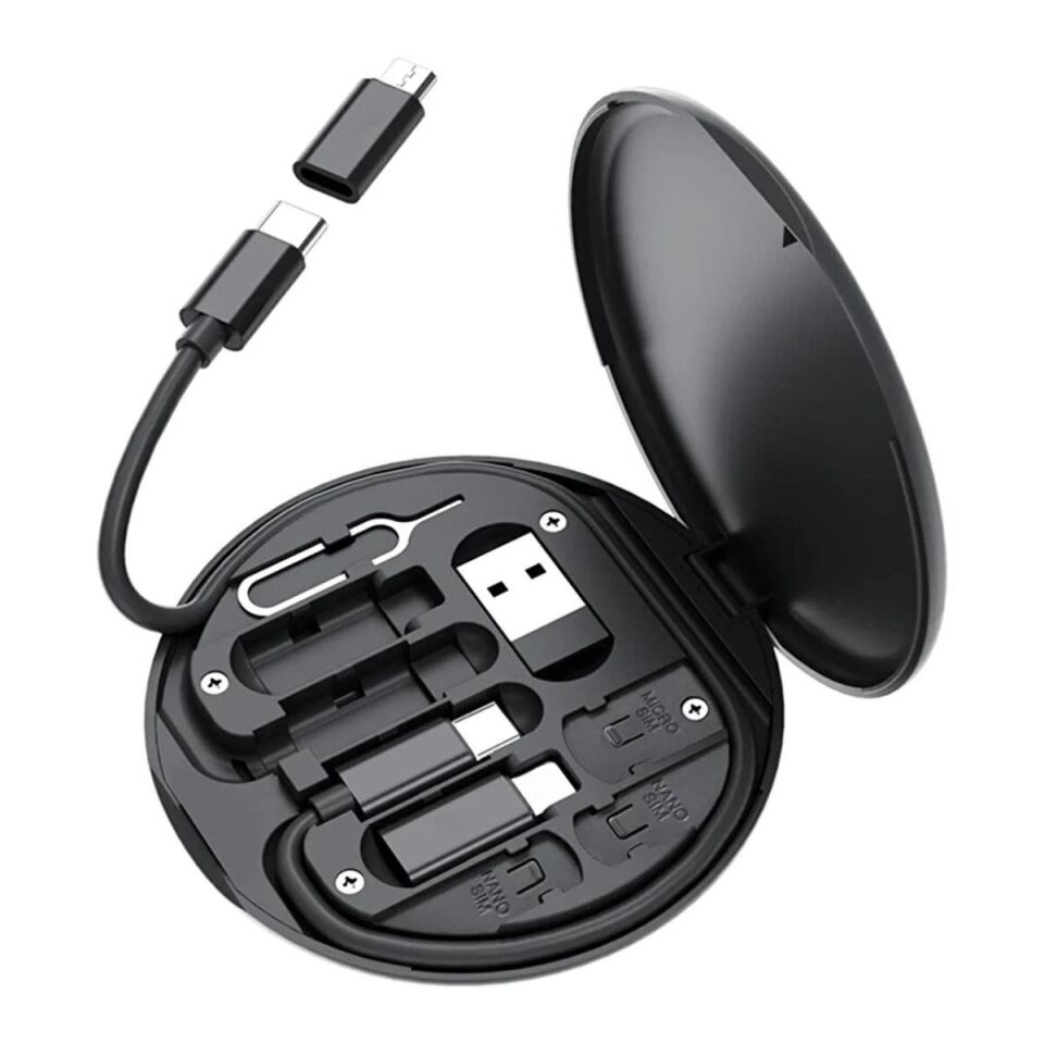 AD60w Destekli Kablo Kutusu Seyahat Kablo Seti 5'i 1 arada USB Type-C Şarj Kablosu Seti