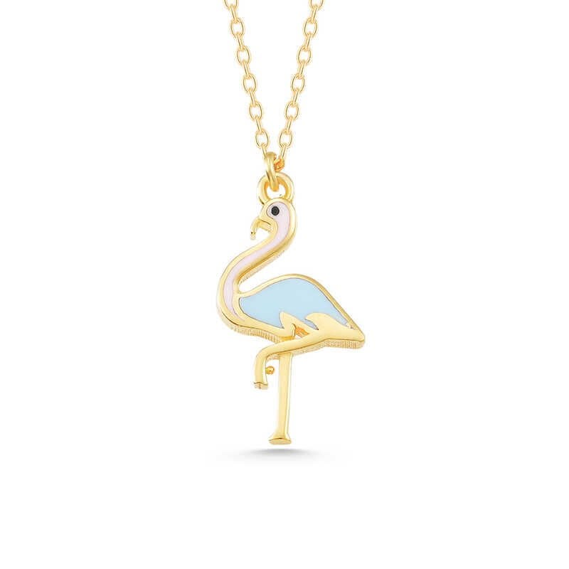 925 Ayar Gümüş Gold Flamingo Kadın Kolye T7789 (491491)