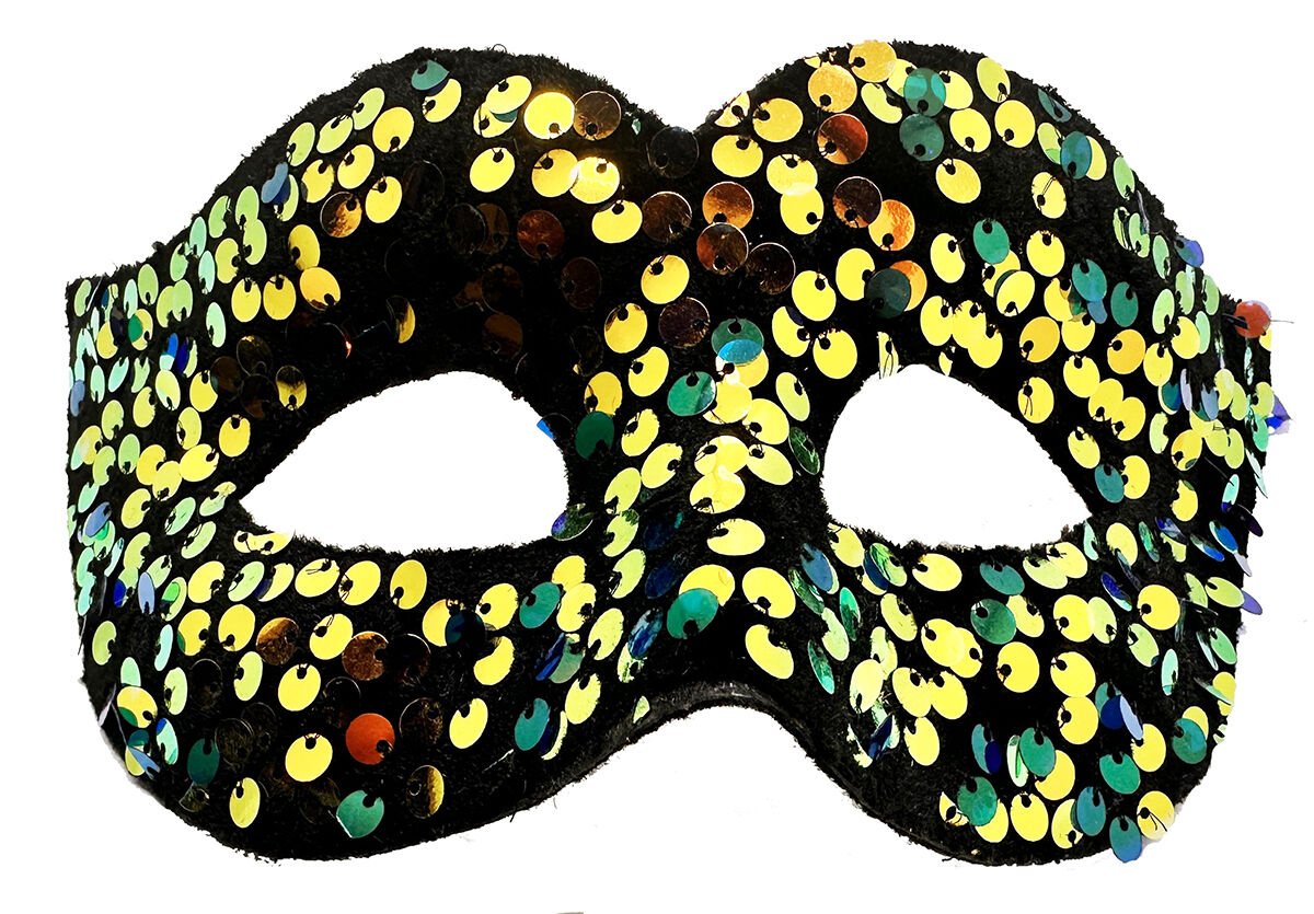Altın Renk Pul Payet İşlemeli Balo Maskesi
