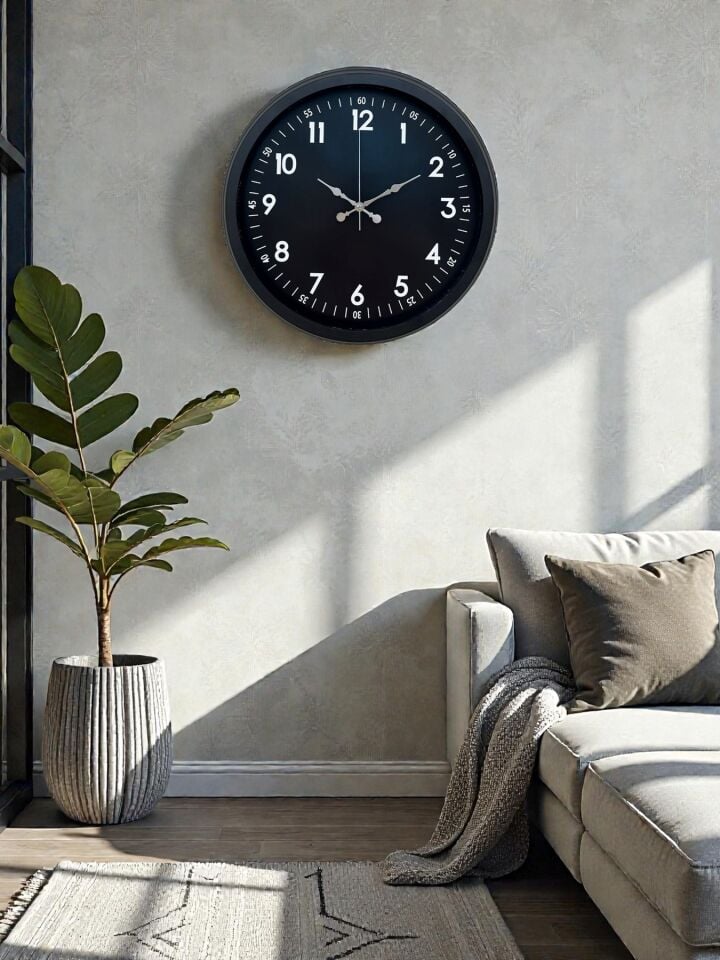 Pure Dark Black 40 Cm Metal Duvar Saati