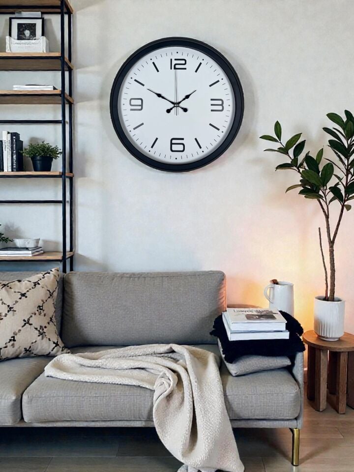 Sade & Şık Siyah 40 Cm Metal Dekoratif Duvar Saati