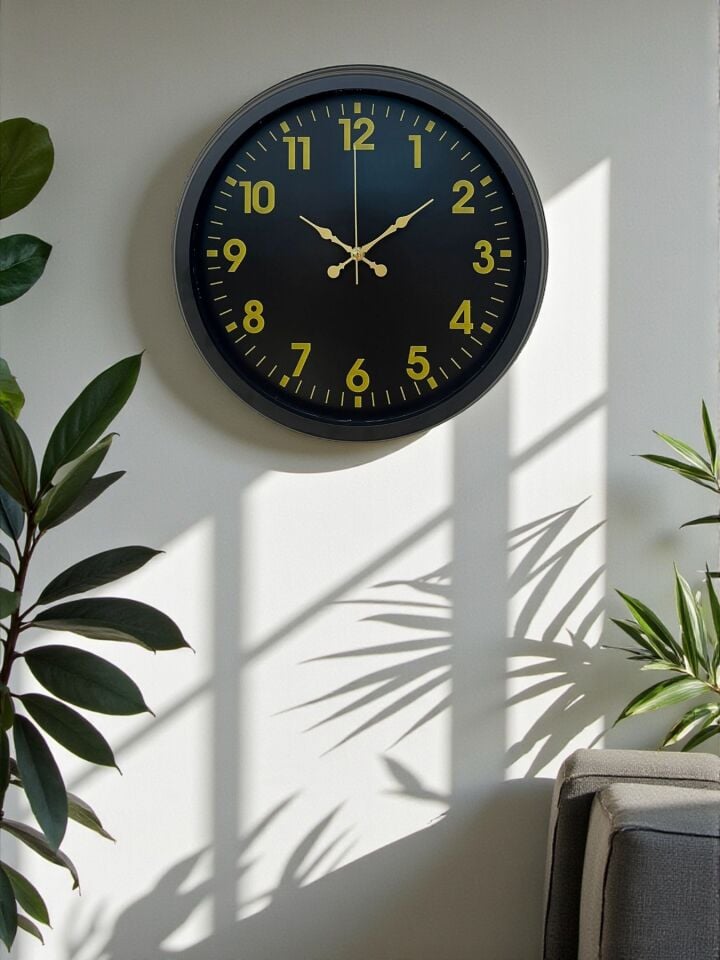 Siyah Standart 40 Cm Metal Dekoratif Duvar Saati