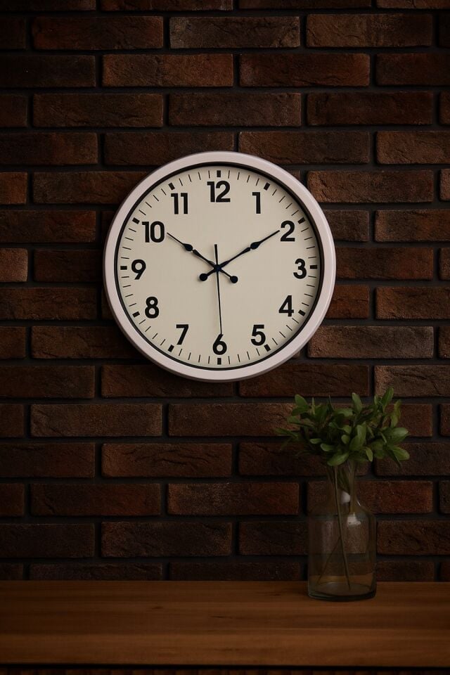 52 cm Beyaz Metal Standart Duvar Saati