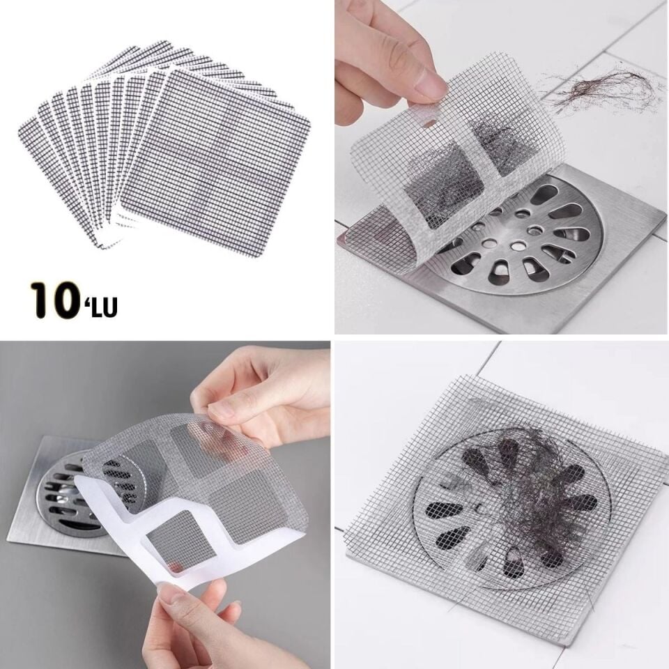 AD 10'lu Banyo ve Mutfak Lavabo Koku Önleyici ve Haşere Böcek Önleyici Gider Filtresi