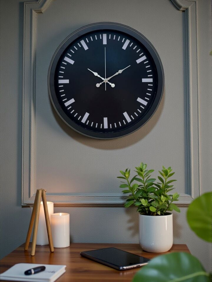 Black Baseline 40 Cm Metal Duvar Saati
