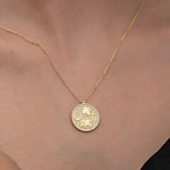 925 Ayar Gümüş Gold Fil Motifli Şans Kadın Kolye T8331 (491491)