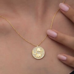 925 Ayar Gümüş Gold Fil Motifli Şans Kadın Kolye T8331 (491491)