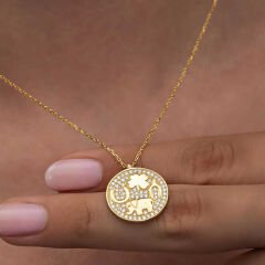 925 Ayar Gümüş Gold Fil Motifli Şans Kadın Kolye T8331 (491491)