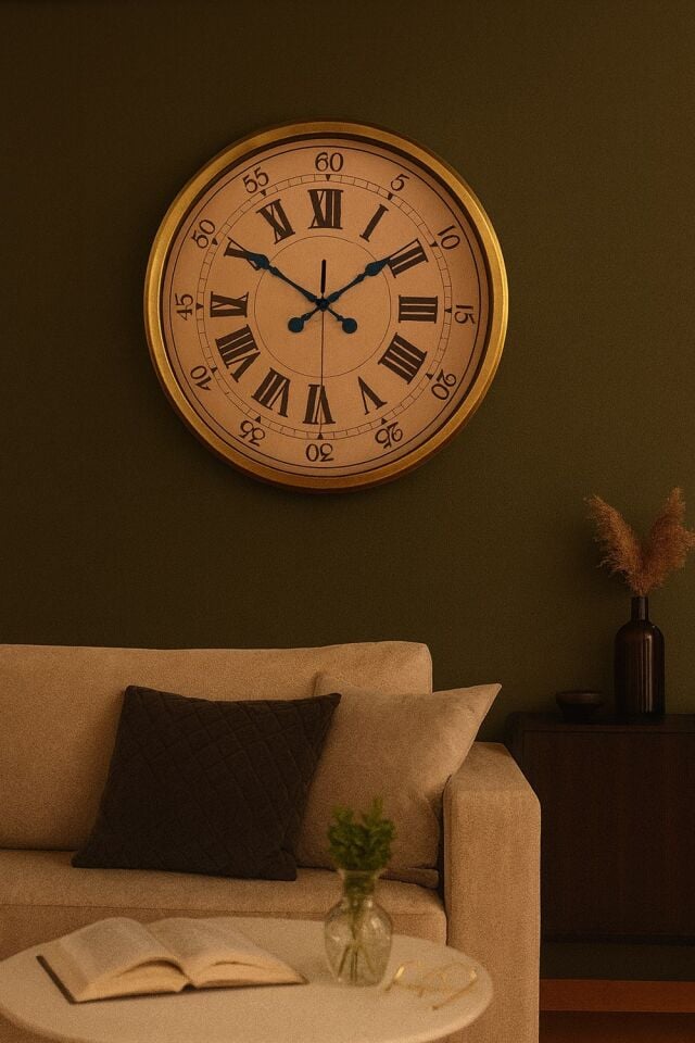 52 cm Eskitme Metal Roma Rakamlı Duvar Saati