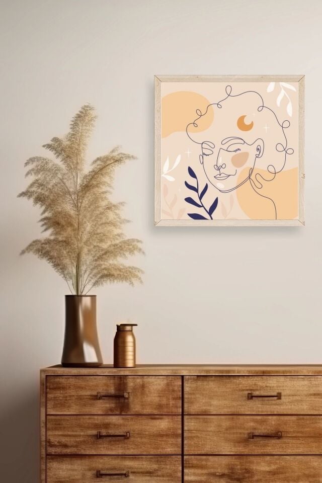 Kadın Ahşap Çerçeveli Tablo