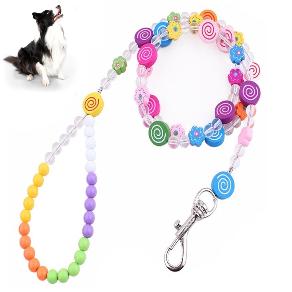 AD Boncuklu Desenli Çelik Telli Süslü Sevimli Kedi Köpek Tasması