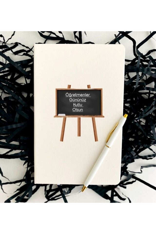 Öğretmenler Günü Okul Tahtası Model Defter Kalem Seti - Beyaz