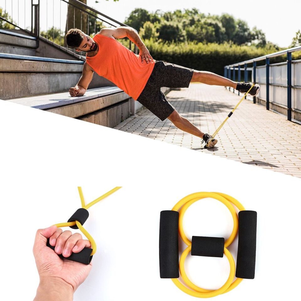 AD 8 Şeklinde Direnç Bandı Yoga Plates Ve Vücut Geliştirme Egzersiz Bandı