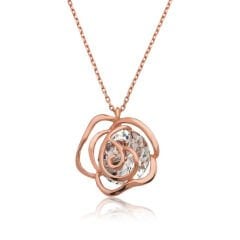 ​925 Ayar Gümüş Rose Gül Kadın Kolye T3832 (491491)