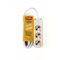 3 lü Topraklı 5 Metre Kablolu Grup Priz (491491)