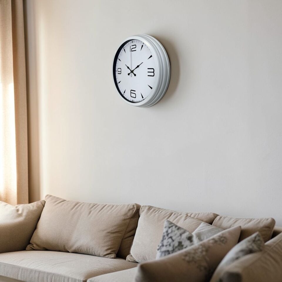 White Index 40 Cm Metal Duvar Saati