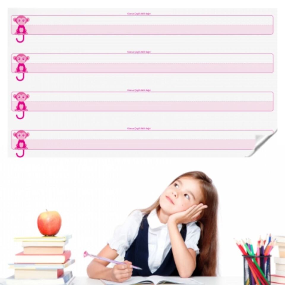 AD Kılavuz Çizgili Akıllı Kağıt Yazı Tahtası Duvarda İz Bırakmaz Statik Yeni Müfredata Uygun 100x56cm