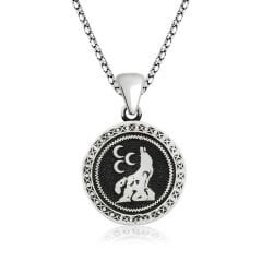 925 Ayar Gümüş Üç Hilal Kurt Gümüş Kolye T4723 (491491)