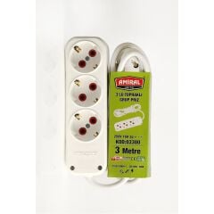 3 lü Topraklı 3 Metre Kablolu Grup Priz (491491)