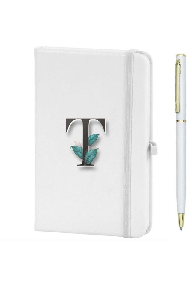 T Harfi Çiçek Baskılı Defter