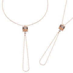 925 Ayar Gümüş Rose Zültanit Taşlı Kare Şahmeran T6125 (491491)