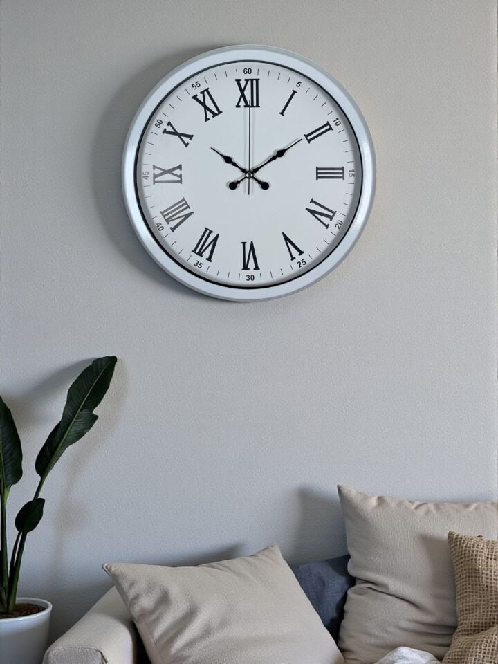 White Prime Roma Rakamlı 40 Cm Metal Duvar Saati