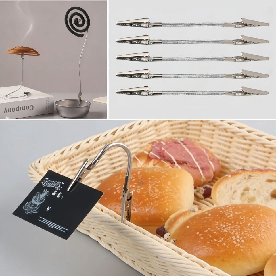 AD Paslanmaz Çelik Çift Kafa Timsah Klips – Isıya Dayanıklı Sinek Kovucu Bobin Tutucu & Kağıt Not Sabitleyici, Kıvrılabilir Esnek Gövdeli Aparat