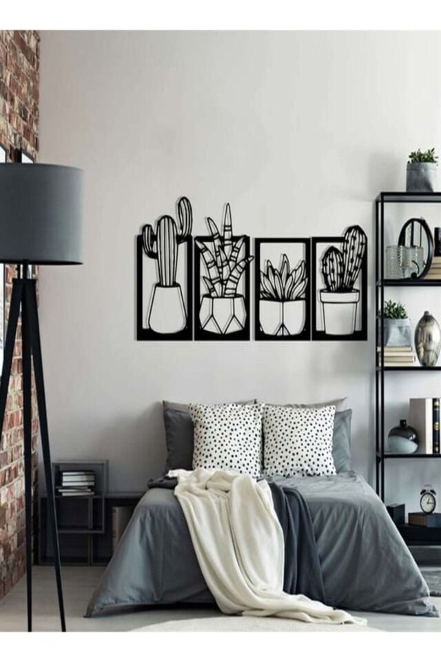 Kaktüs Çerçeve Serisi – Ahşap Duvar Dekoru (4’lü Set)
