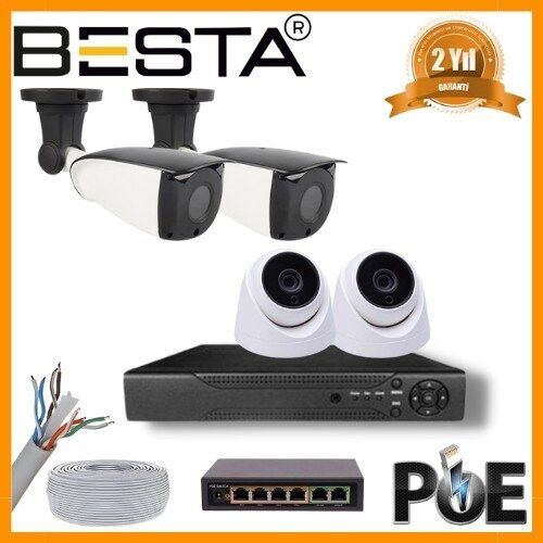 5 MP 2 İÇ MEKAN 2 DIŞ MEKAN KAMERALI IP POE GÜVENLİK SETİ