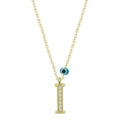 925 Ayar Gümüş Nazar Gold  I Harfi Kadın Gümüş Kolye T6784 (491491)