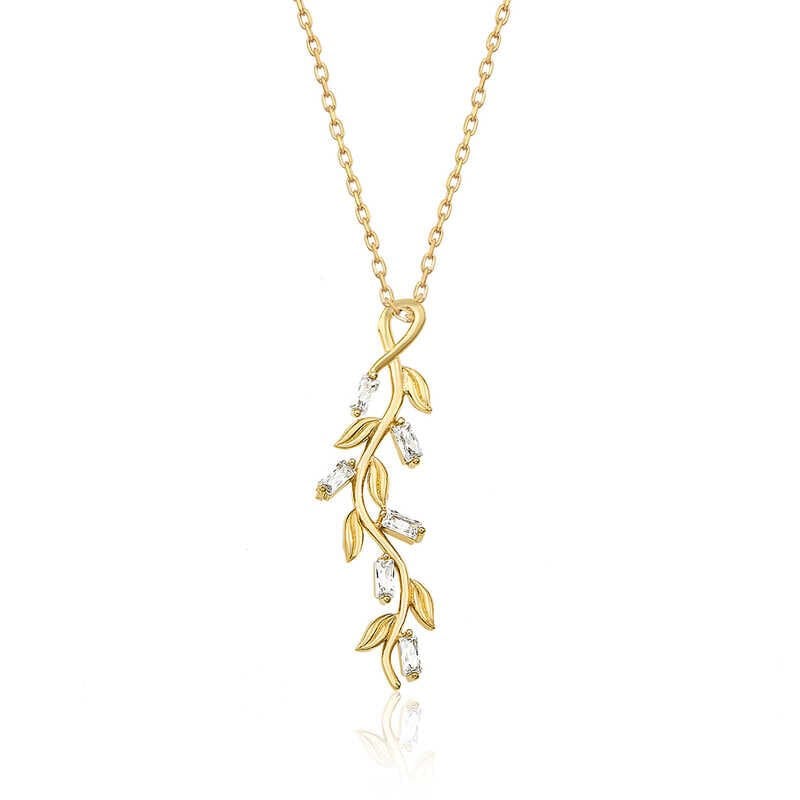 925 Ayar Gümüş Gold Sarmaşık Kadın Gümüş Kolye T4877 (491491)